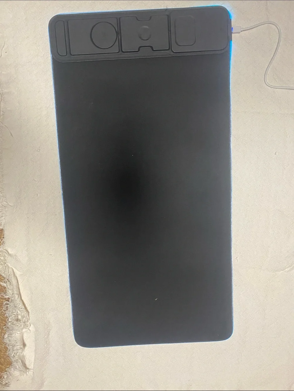 Black LED Edge Gaming Desk Pad with Accessory Slots